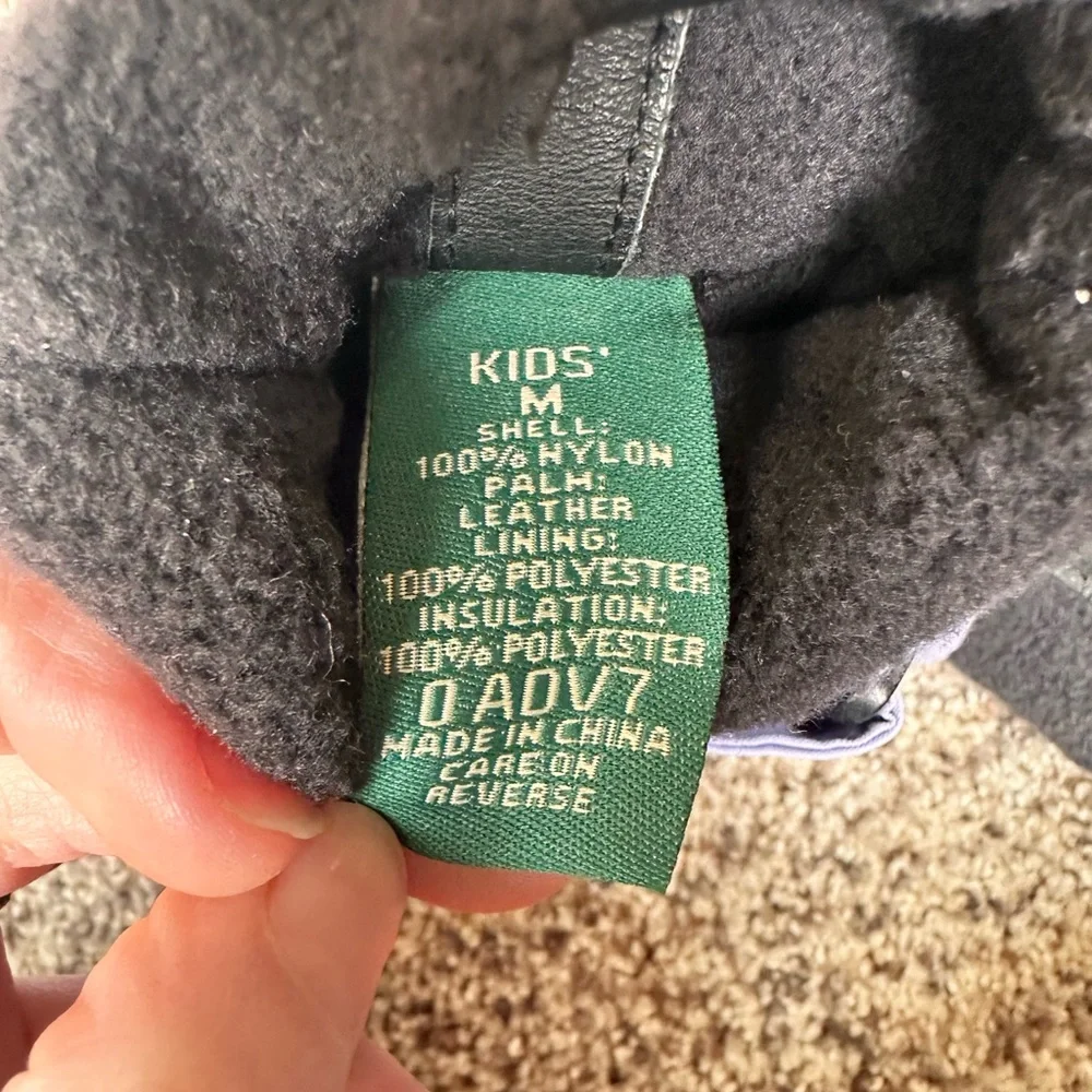 L.L. Bean Kids' Lavender Winter Mittens with Black Fleece Cuffs